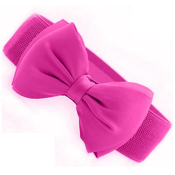 Kvinnor Bowknot Elastisk rosett Breda bälten Klänning Spänne midjeband Klänningar Rose Red