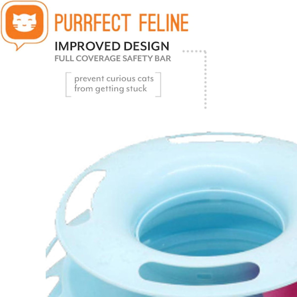 Cat Toys Interactive 3 Level Track Ball Kitty Toy Blue