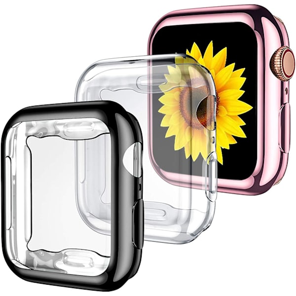 För Apple Watch Fodral 40mm Series 4 Series 5 Med Skärmskydd, 3 Pack Soft TPU Ultratunt skydd All-around Skyddsfodral För Iwatch Series 4 40m