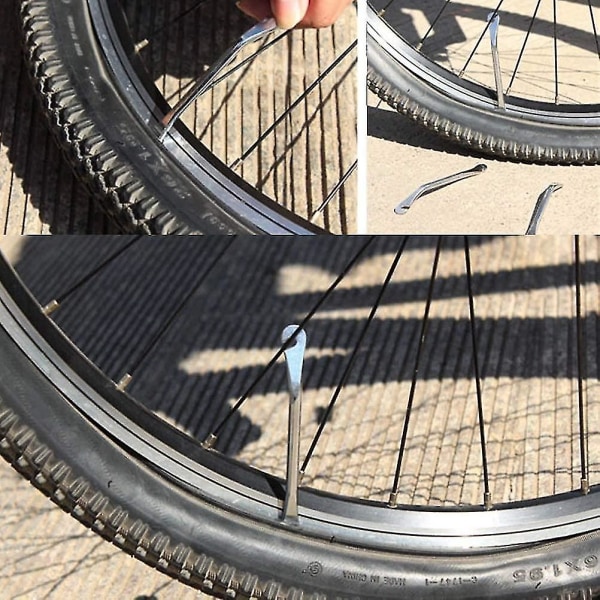 Værktøj til fjernelse af cykeldæk Hjulreparation Dækgreb 4 stykker (sølv)