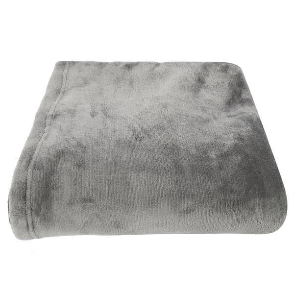 Oversized Fleecepledd-hettegenser med lomme, varm flanell, one size, grå