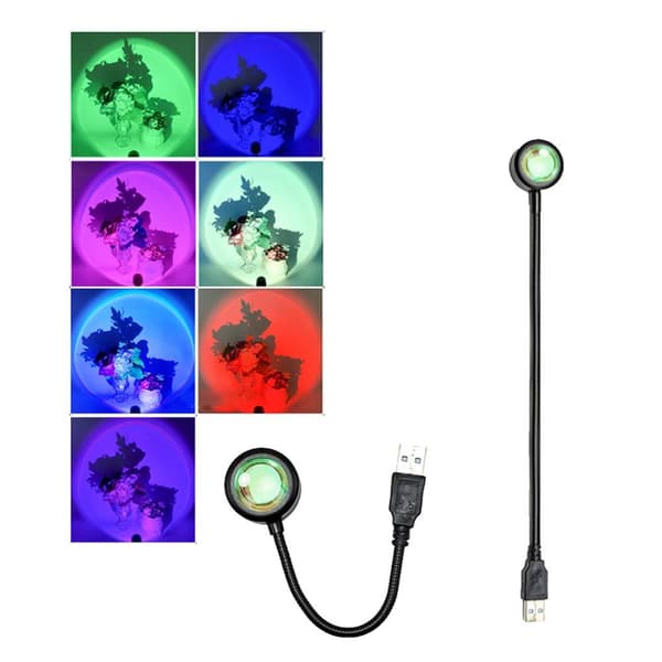 USB Lampe bil soveværelse loft Projektor Solnedgang - 7 farver multifärg multicolor