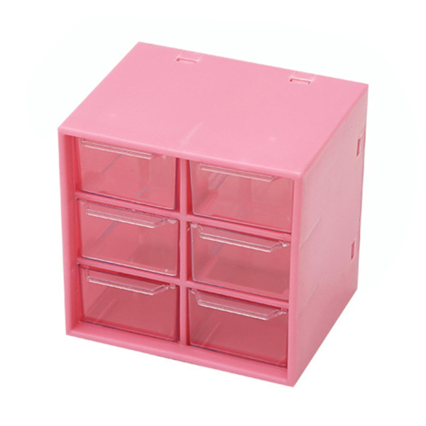 6/9 Grid Desktop Opbevaringsboks Smykkeskuffe Støvtæt Pearl Beads Organizer Rose Red Six Grid