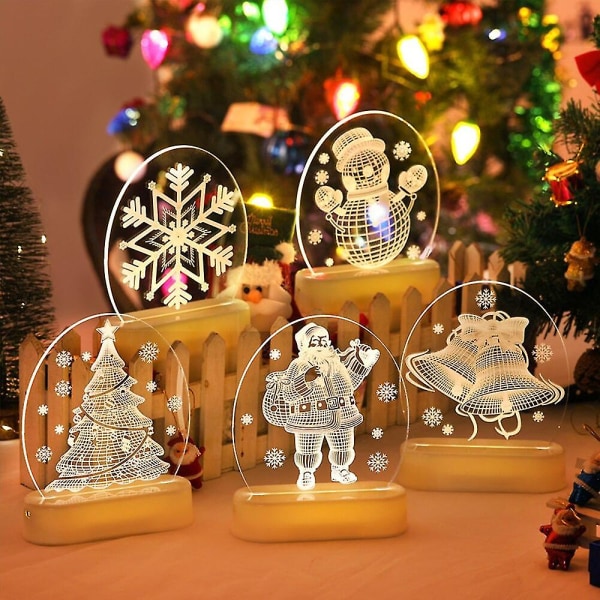Julepynt til hjemmet Tre Elg 3d Akryl Nattlys Julegave Nyttår Home Decore String Lights Julenissen Ornament 477811 2