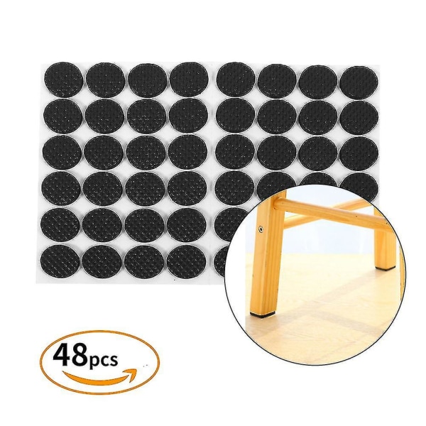 Sklisikker selvklebende gummifotputer Sort Funiture Stolputer Protector Gulvbeskyttere Round 48pcs