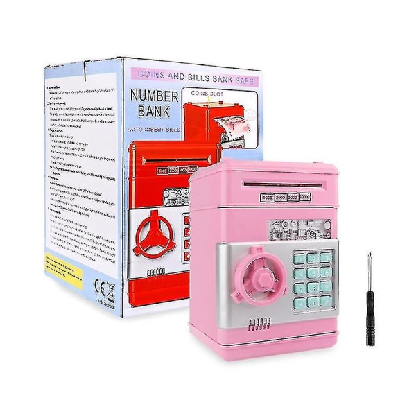 Elektronisk sparegris Safe Boks Pengebokser For Barn Digitale Mynter Kontantsparende Safe Pink