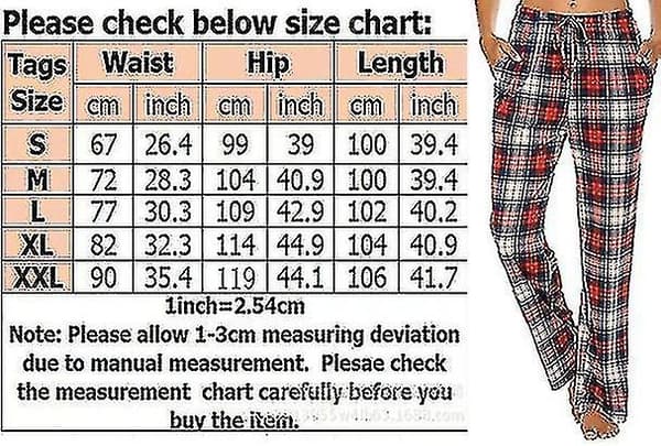 【BQ】Dame Pyjamasbukser Med Lommer, Bløde Flanell Ternede Pyjamasbukser Til Kvinder CNMR sort black S