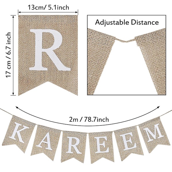 2 stk Ramdan Kareem Bunting Banner Eid Feiring Hengebanner Burlap Bunting Dekorasjon For Ramadan Kareem rekvisita