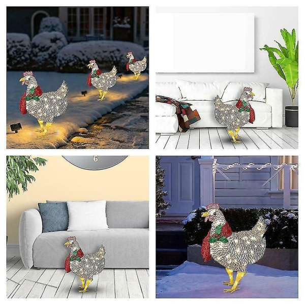 Jul kyckling kyckling bär halsduk Xmas hem innergård dekoration Small