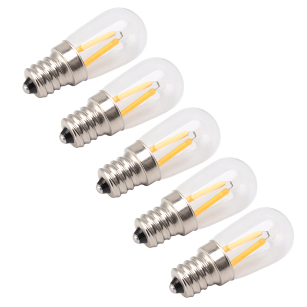 5 st Kylskåpslampa Glödlampa Låg Värme Låg Power E12 LED Kylskåp Glödlampa 110V Varmt Ljus