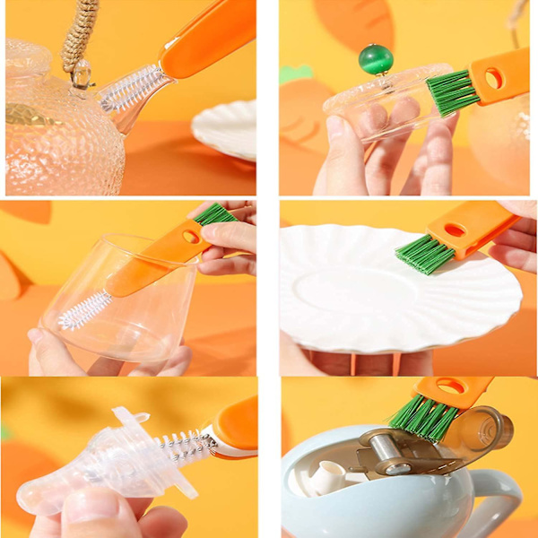 3st 3 i 1 cap detaljborste - Multipurpose Bottle Gap Cleaner Borste, cover Spår Gap Rengöringsborste