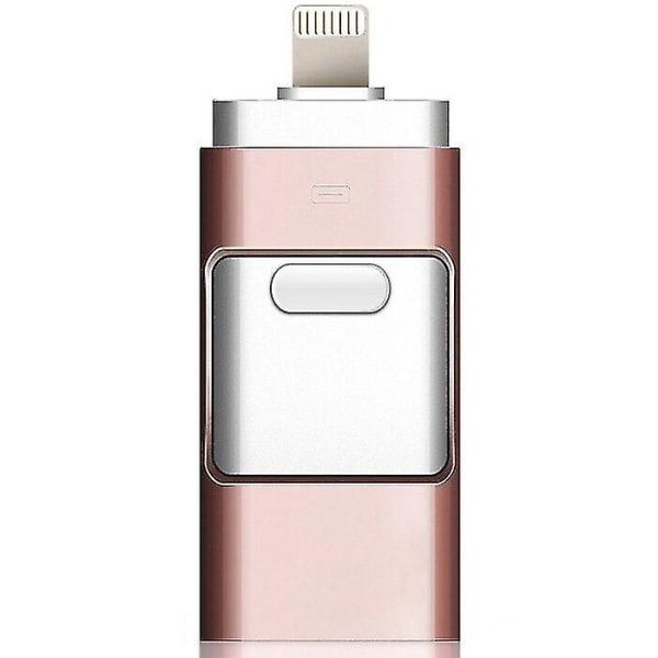 3 i 1 USB Flash Drive Expansion Memory Stick Otg Pendrive För Iphone Ipad Android Pc Rose Gold 128 GB