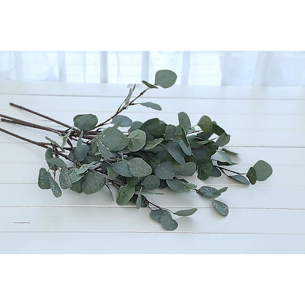 Kunstig Eucalyptus Garland Lange Sølv Dollar Blade Løvplanter