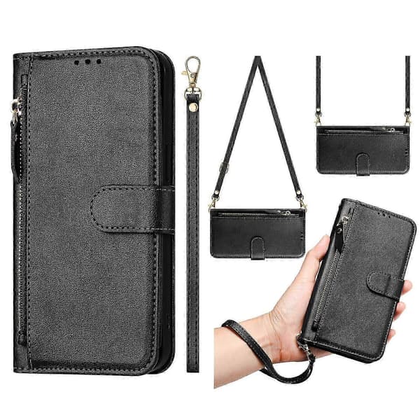 【BQ】Etui til Samsung Galaxy Note 10 Lite Lynlås Håndtaske Pung Læder ... Black