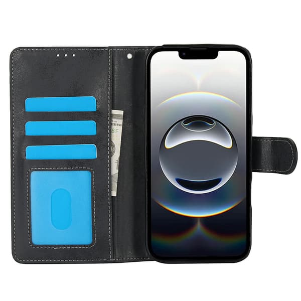 【BQ】iPhone 16E Lommebok Magnet Svart Svart black