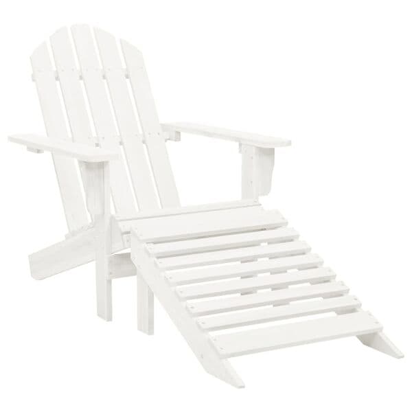 【BQ】vidaXL Hagestol med ottoman tre hvit White Vit