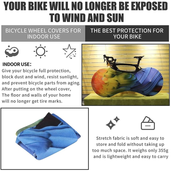 Cover, Dammtät förvaringsväska för cyklar, Tvättbar, Reptålig, Elastiskt cykeldäckpaket för mountainbike-racingcykel, Håller Flo