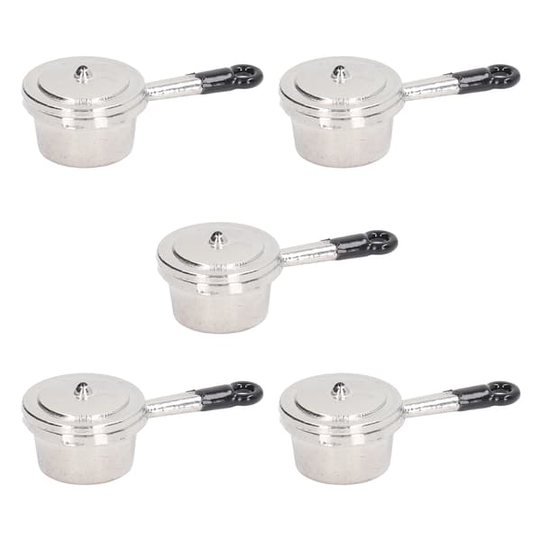 5 Set Mini Soppgryta Modell Simulerad Matlagningsleksak Köksservis för 1:12 Dockhus Liten