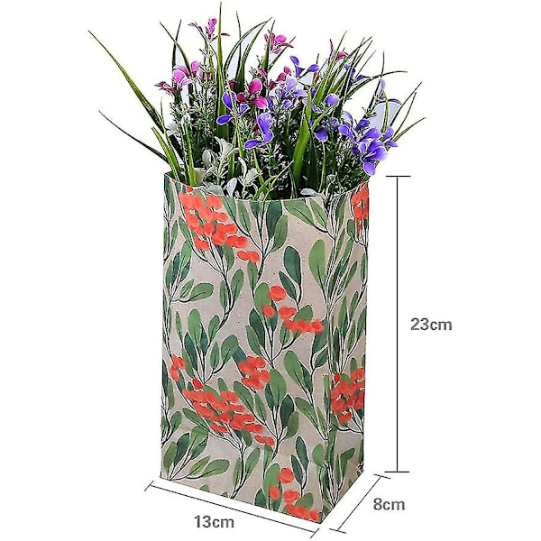 12 stycken Kraftpapperspåse, presentpåse, blommönsterkakaomslagspapper, fest, bröllop, födelsedag, julklappsgodispåse