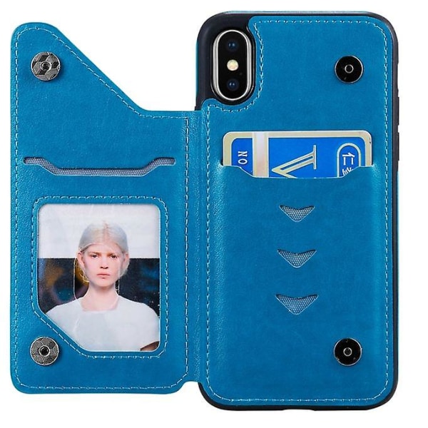 För Iphone X Six Cats Embossing Pattern Protective Case(blå)