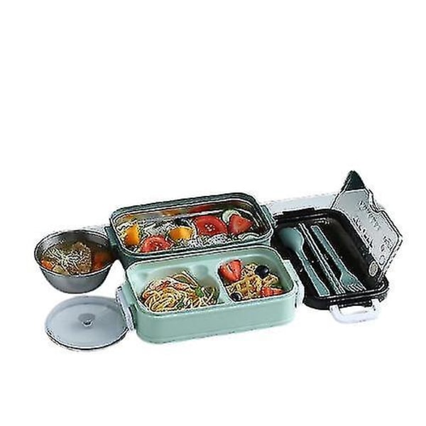 Dobbeltlags mikroovn frokost Bento Box For Student Office Worker Green Green