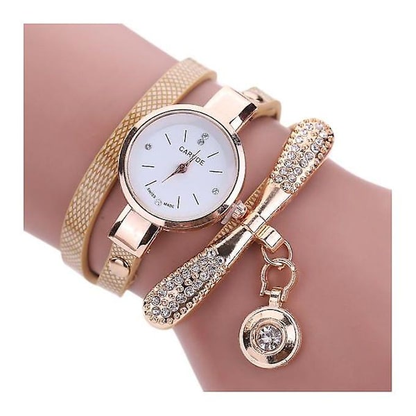 Utvalda Kvinnor Läder Rhinestone Analog Quartz Armbandsur