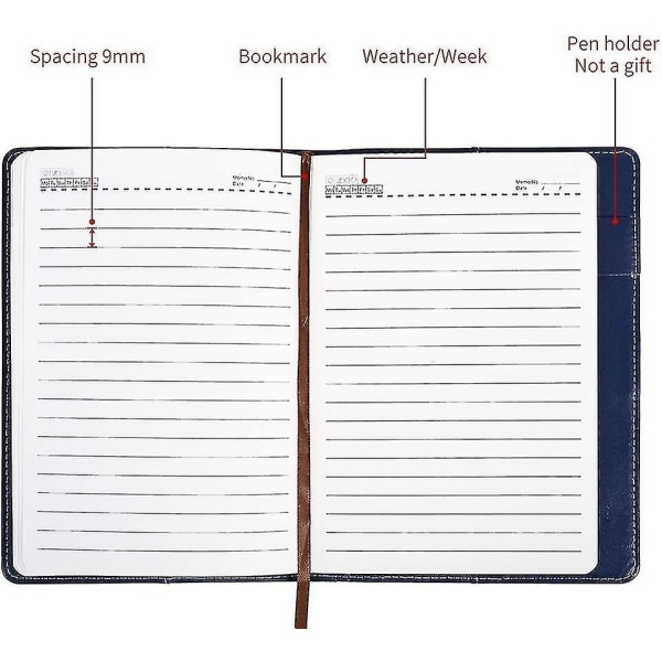 Pu-läderdagbok med lås, dagbok i A5-storlek med kombinationslås Lösenordsjournal Låsning personlig dagbok (blå)