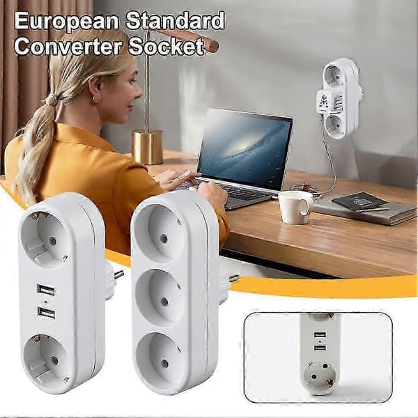【BQ】EU Grounded Wall Socket Adapter Plug Extension Cord Outlet Converter 3500W B21U