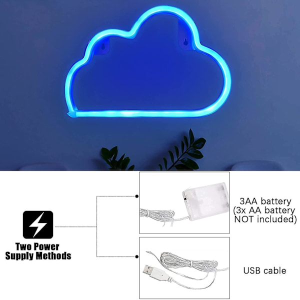 Cloud Neonskyltar Neonljusskyltar för väggdekor Neonljus för estetiska rumsdekor Blue