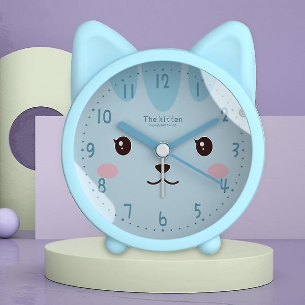 Barnsöt katt printed väckarklocka Digital klocka med nattljusblå blue