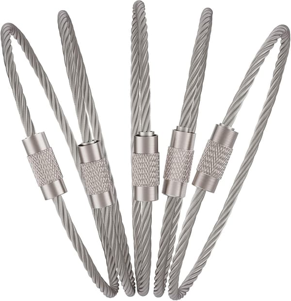 【BQ】20-pak Nøglesnor med Wire, Stor Nøglering i Rustfrit Stål
