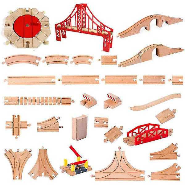 Hhcx-new All Kinds Wooden Track Parts Beech Wooden Railway Train Track Accessories Fit With All s Wood Tracks Toys For Kids 1pcs connector