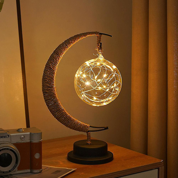 Dekorativ bordslampa, Moon Night Lamp Winding Bomullstråd Led Light Lamp style 2