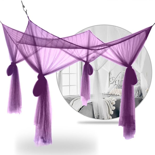 Sengenet Myggenet Myggenet Seng Stort myggenet Senge Soveværelse Sengebetræk Flyvende insektbeskyttelse Purple