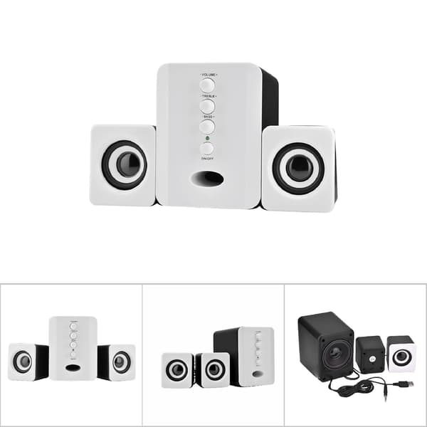 Mini USB 2.1 højttaler subwoofer til telefon bærbar computer (hvid)