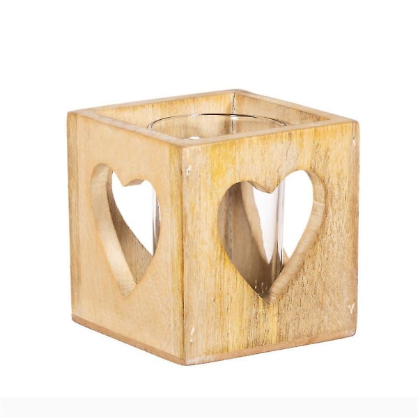 Puinen Heart Tea Light Teline | Maalaismainen kodinsisustus lahja kynttilän koristelu