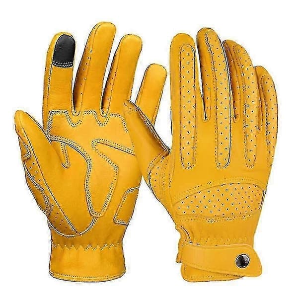 Herrehandsker i gedeskind med touchscreen-finger YELLOW xl