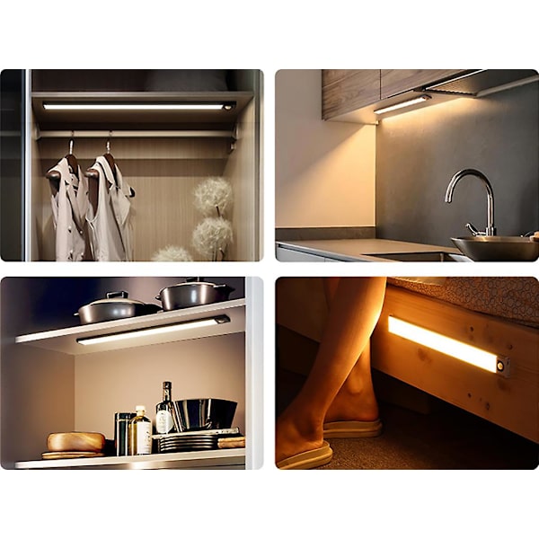 Nattljus Led-ljus Under skåpljus Rörelsesensor Garderobsljusskåp USB Uppladdningsbar köksbelysningslampa Cuboid 30cm Warm White 3000K