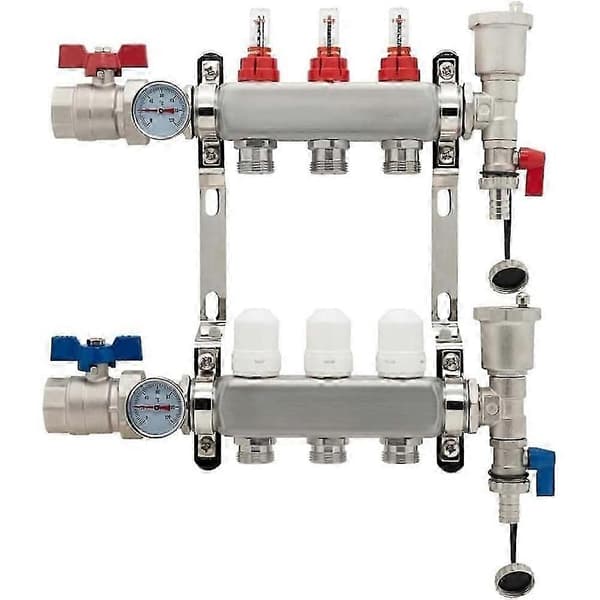 10-pack flödesmätare för golvvärme, justerbar flödesregulator för vattenburna värmesystem (1/2 tum) Red