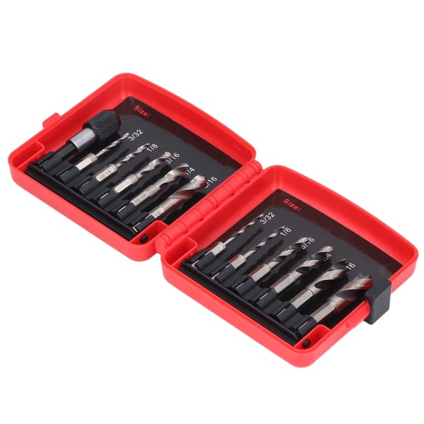 6 stk. 3-punkts bor Brad Tip Boring 5 stk. Stubby bor Hex 1/4in Skaft HSS Stang