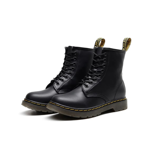 Mode unisex-vuxen 1460 Combat Boot Snörning 1460 8-Eye Boot Läder Boot Black