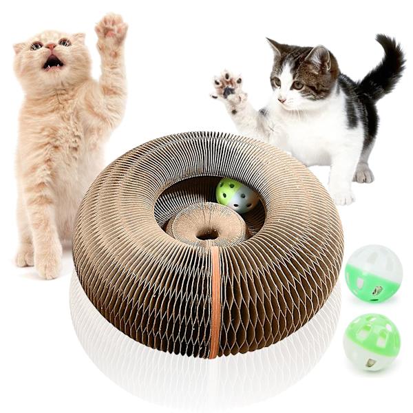 Papper Magisk Orgel Katt Skrapbräda Leksak Med 2st klockor Pet Scratching Toy