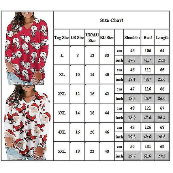 Hhcx-women Christmas Novelty Print T-shirt Jumper Xmas Blouse Tee Shirt Top Xmas Sock Snowman 5XL