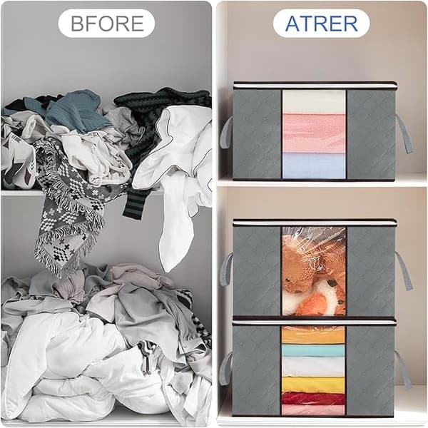 【BQ】Storage Boxes for Wardrobe, 6 Pcs 90L Foldable Organizer Storage Box