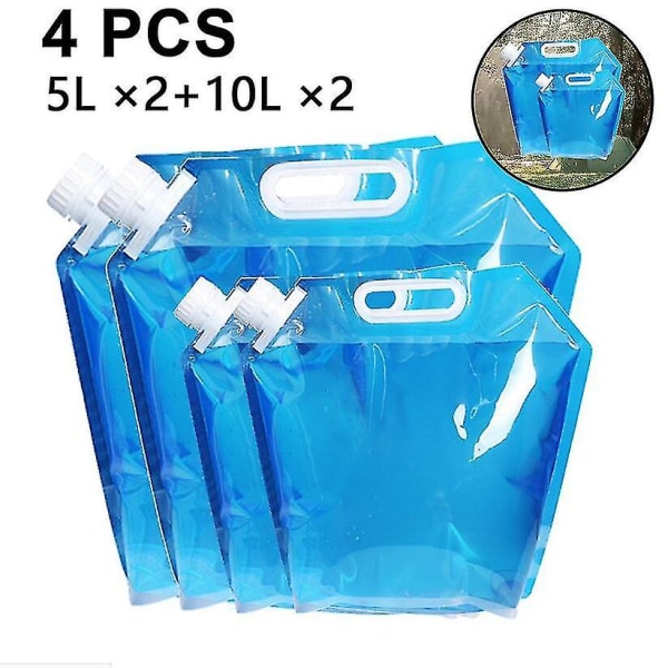 Sammenklappelig vandbeholder, Bpa-fri plastik-vandfoldeholder 4PCS