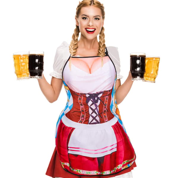 2-pak Oktoberfest Dirndl - Forklædesæt, Damekostume - Inspirerede Forklæder til Festlige Begivenheder, Tysk Tema til Køkken & Grill