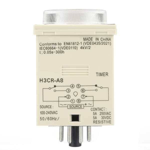 H3CRA8 Fördröjningstimerrelä 1.2S300H Rattkontroll Timerrelä 8Pin AC220V
