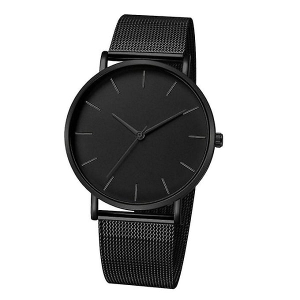 Herre Quartz Watch Luxury Case Analog Black Band Black Pointer