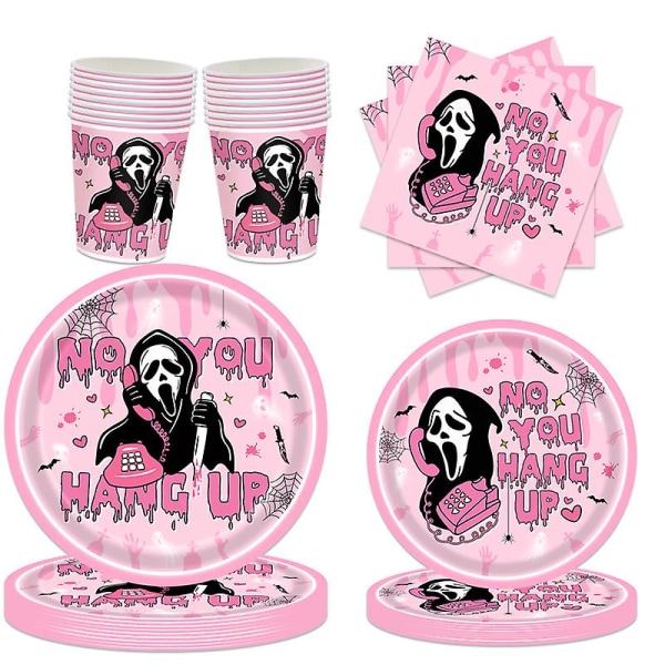 Pink Halloween Party Engangsservice Papirhåndklæde Papirbord Bula Banner 7 -Inch 20pcs