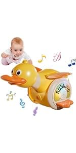 [BQ]Kravlende Krabbe Babylegetøj til 3-12M, Sensorisk Mavetid & Lærende Kravlelegetøj med Lys & Lyd